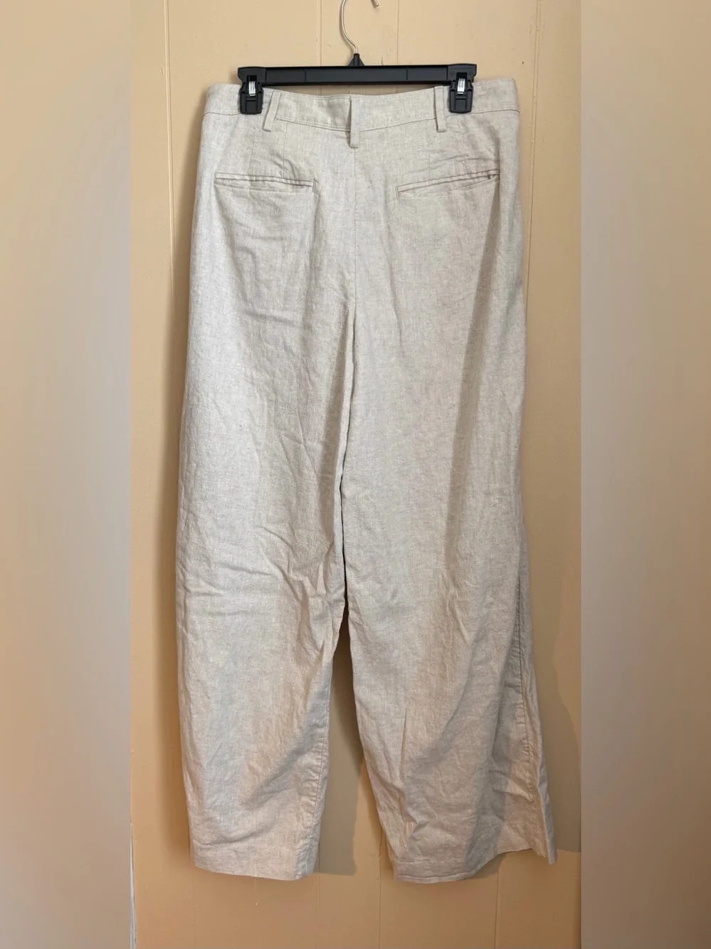 Banana Republic Women’s Light Beige Pleated Linen-Blend Pants Size 10